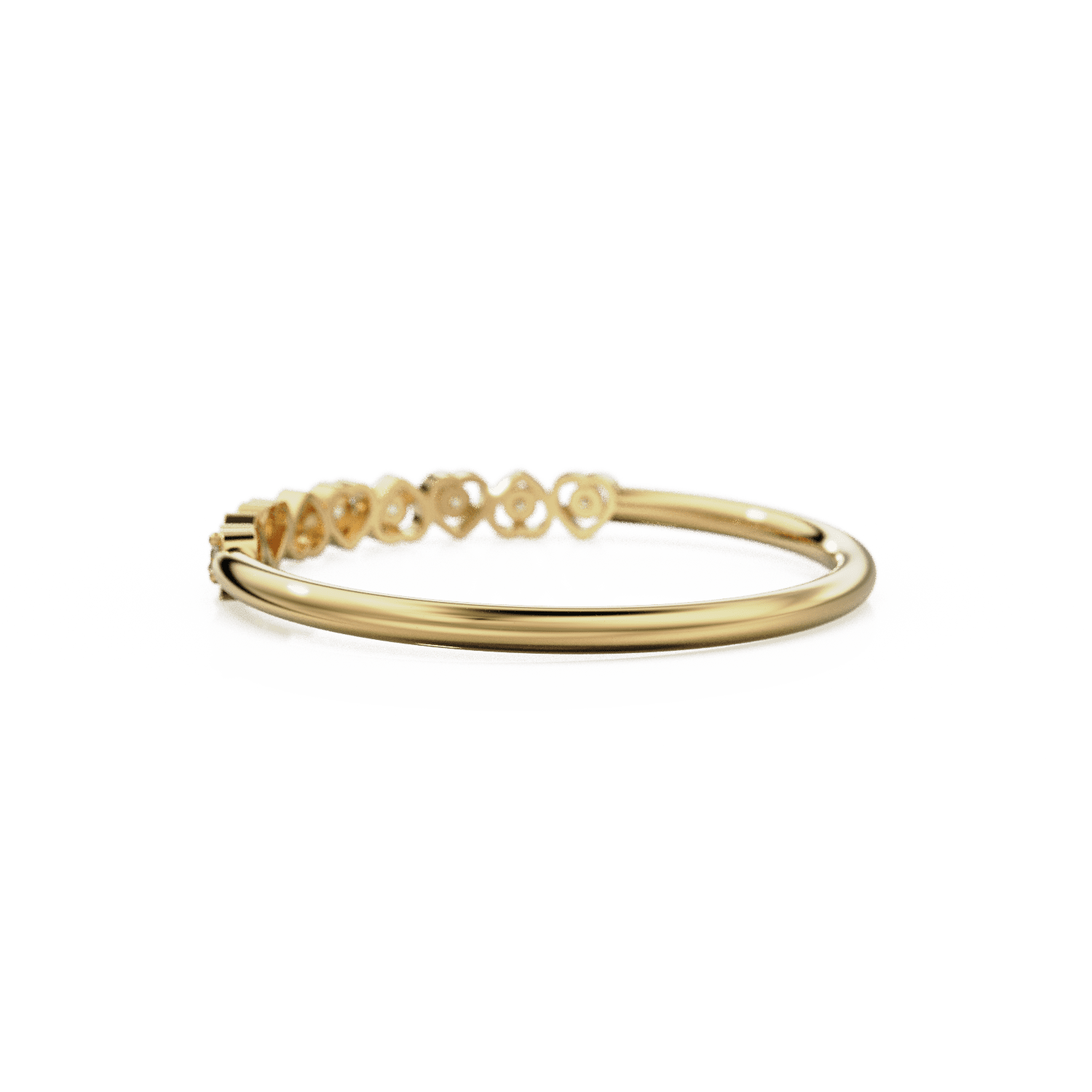 Heart Diamond Band in 14k Gold / Heart Diamond Ring / Gold Band White Diamond Ring / Genuine Diamond Wedding Band