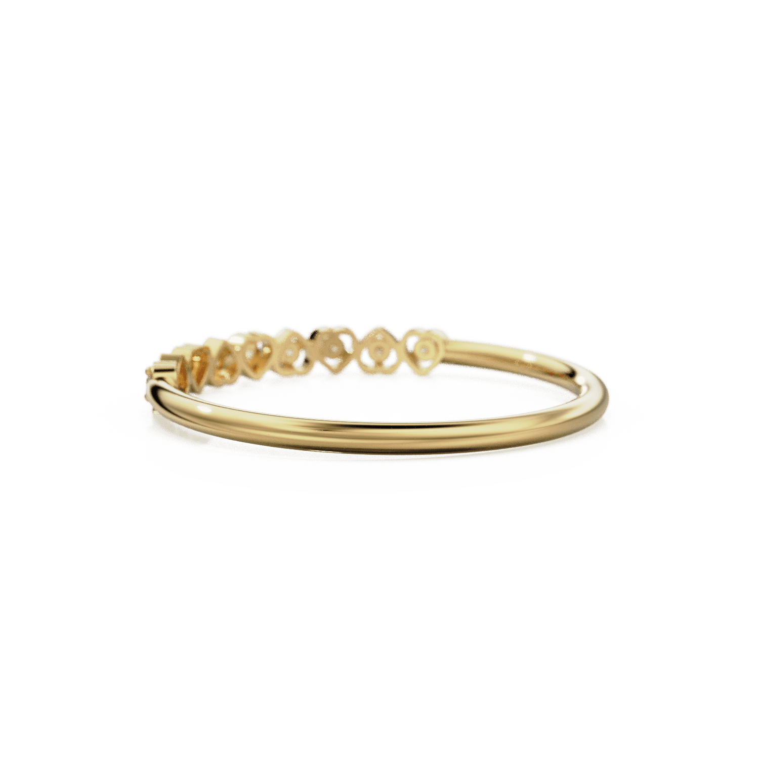 Heart Diamond Band in 14k Gold / Heart Diamond Ring / Gold Band White Diamond Ring / Genuine Diamond Wedding Band