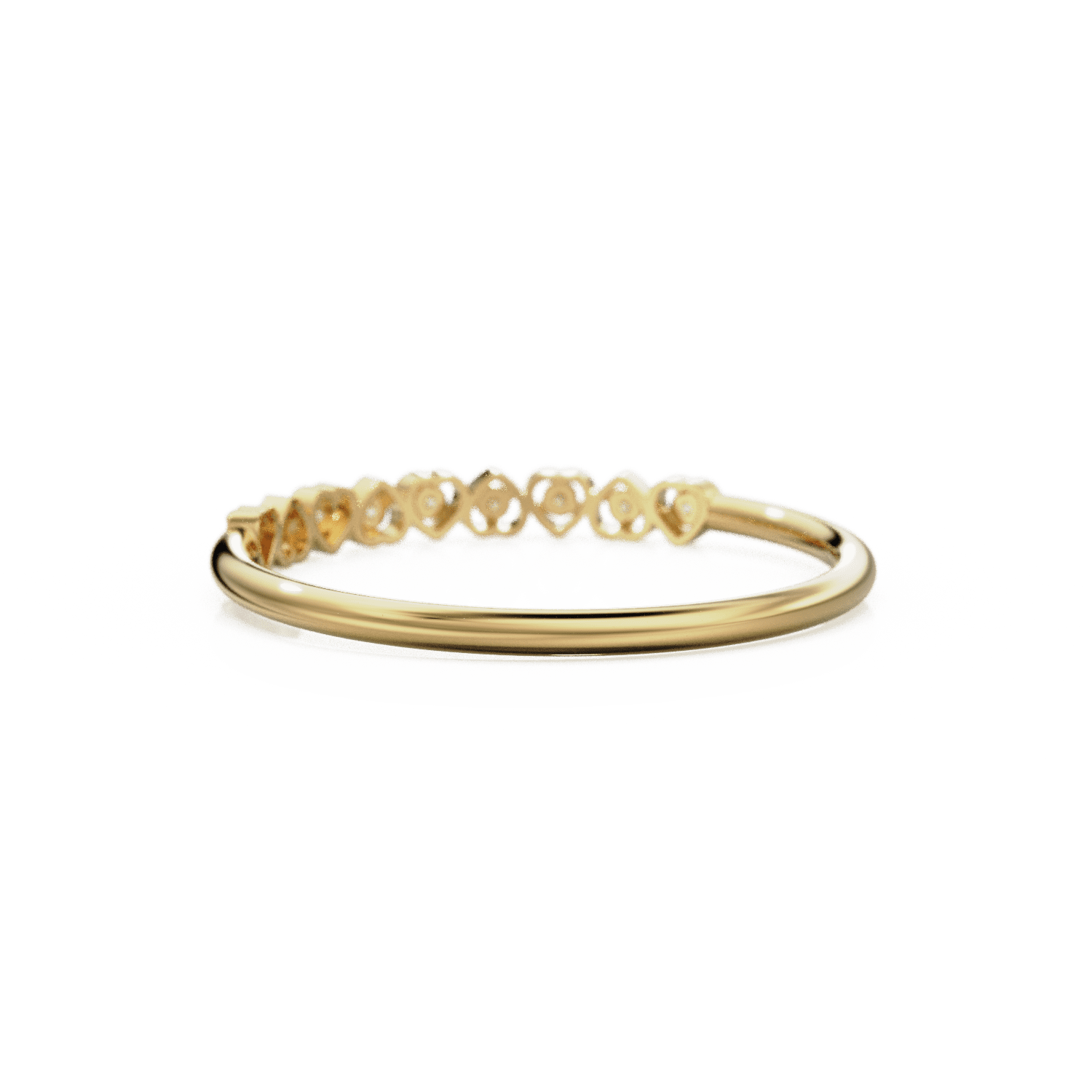 Heart Diamond Band in 14k Gold / Heart Diamond Ring / Gold Band White Diamond Ring / Genuine Diamond Wedding Band