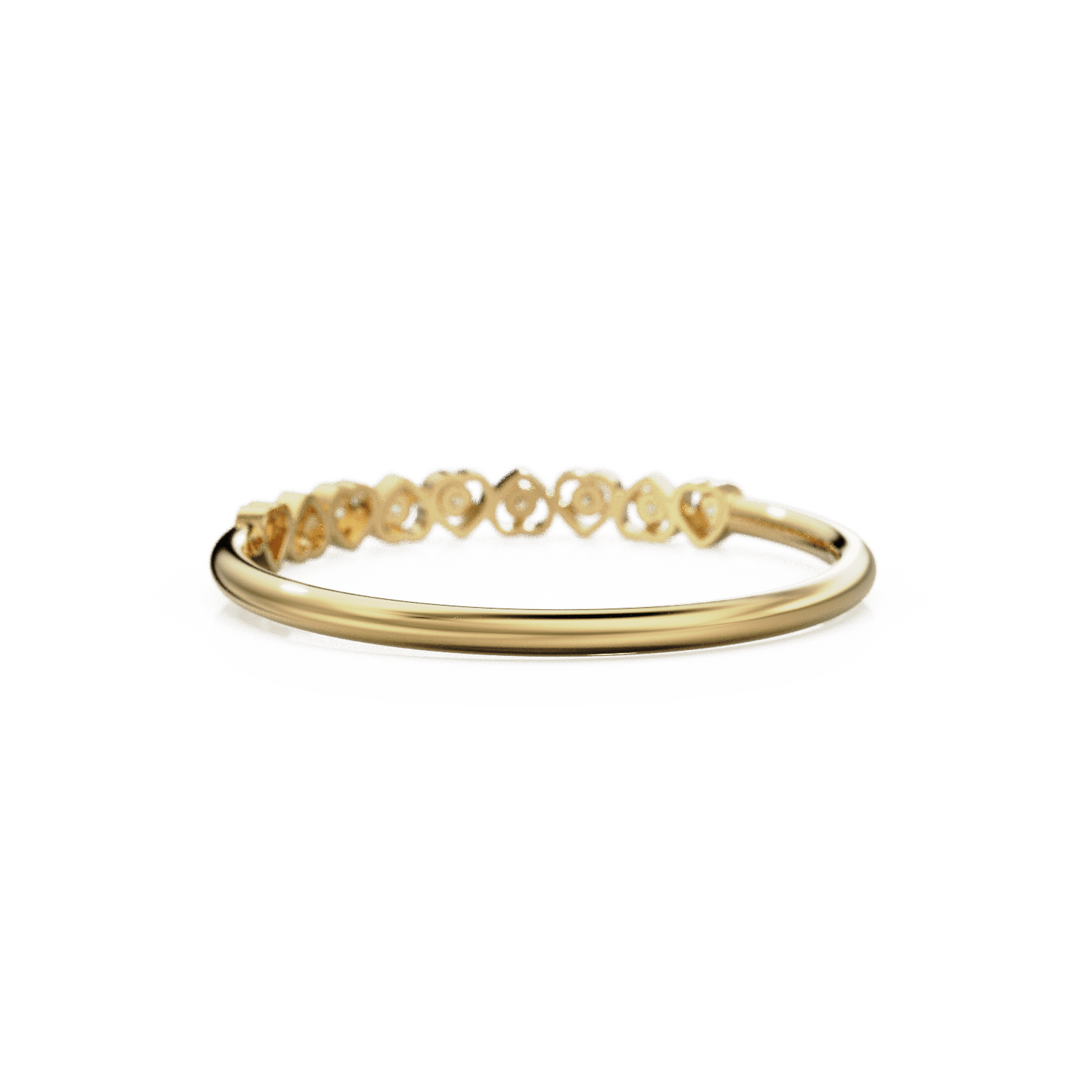 Heart Diamond Band in 14k Gold / Heart Diamond Ring / Gold Band White Diamond Ring / Genuine Diamond Wedding Band