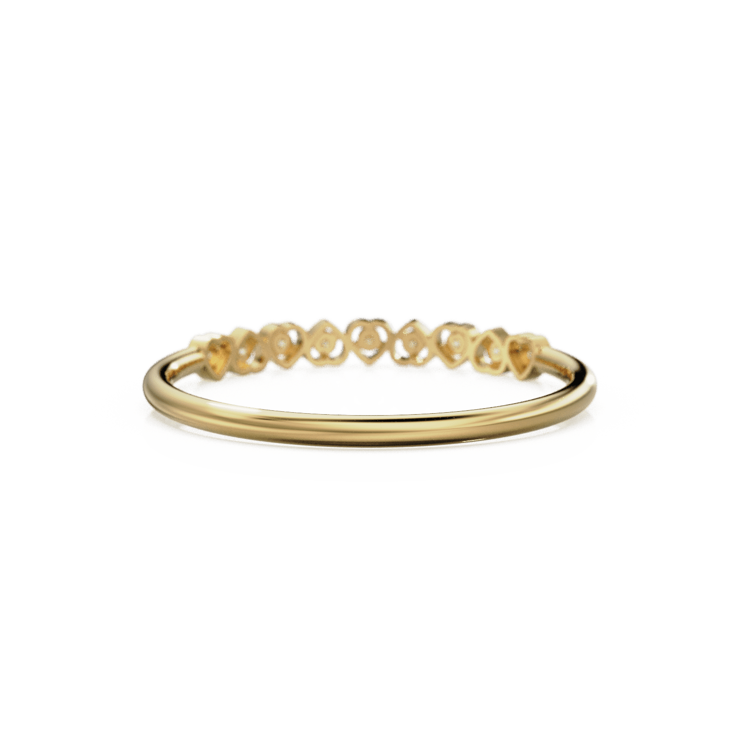 Heart Diamond Band in 14k Gold / Heart Diamond Ring / Gold Band White Diamond Ring / Genuine Diamond Wedding Band