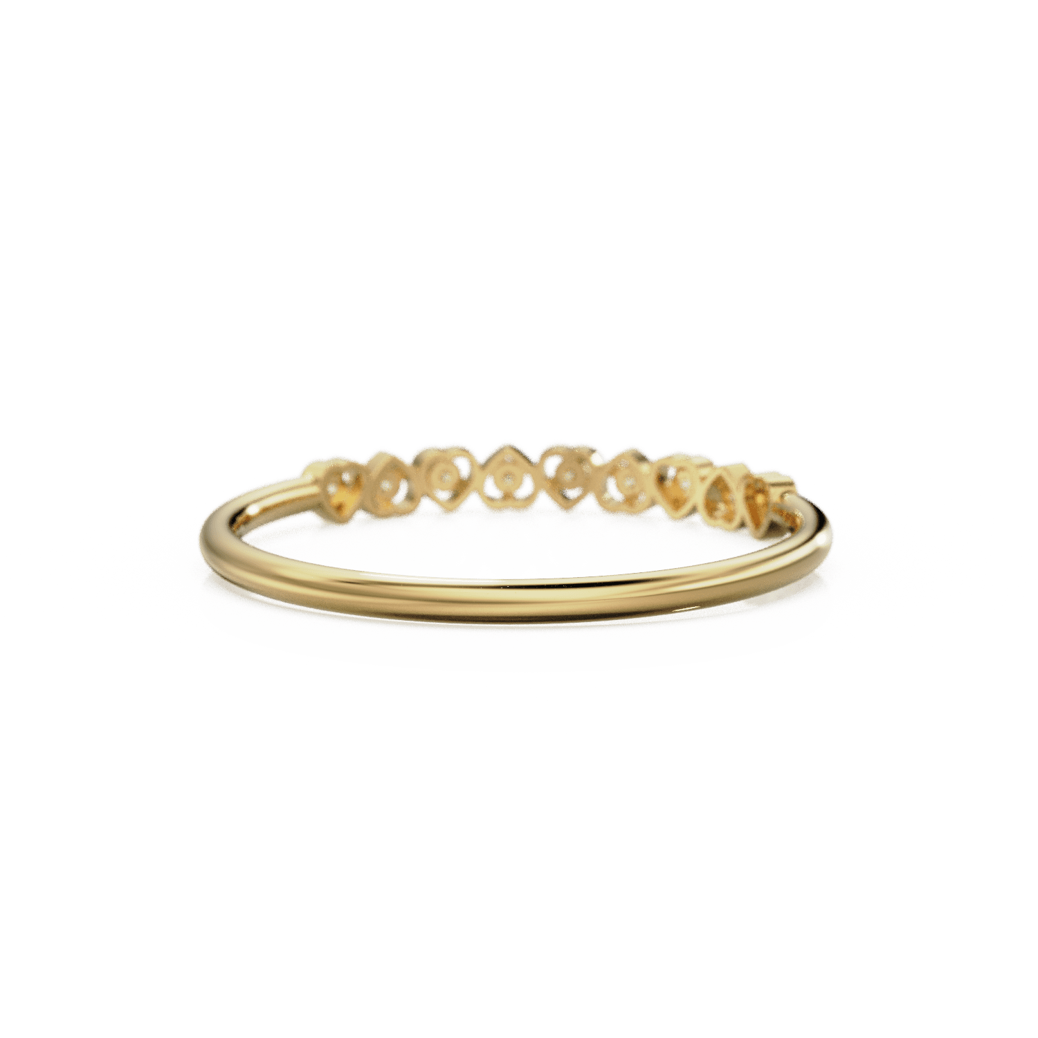 Heart Diamond Band in 14k Gold / Heart Diamond Ring / Gold Band White Diamond Ring / Genuine Diamond Wedding Band