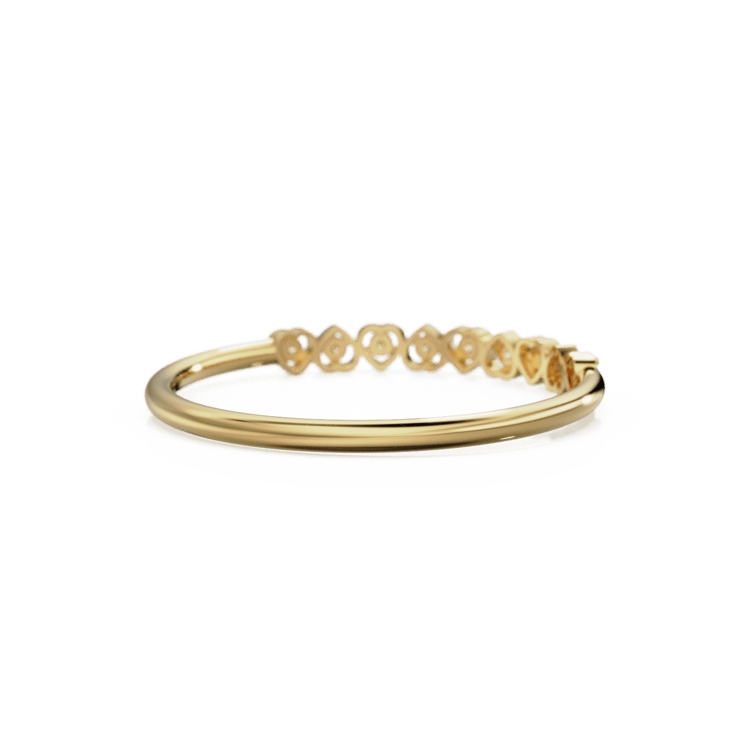 Heart Diamond Band in 14k Gold / Heart Diamond Ring / Gold Band White Diamond Ring / Genuine Diamond Wedding Band