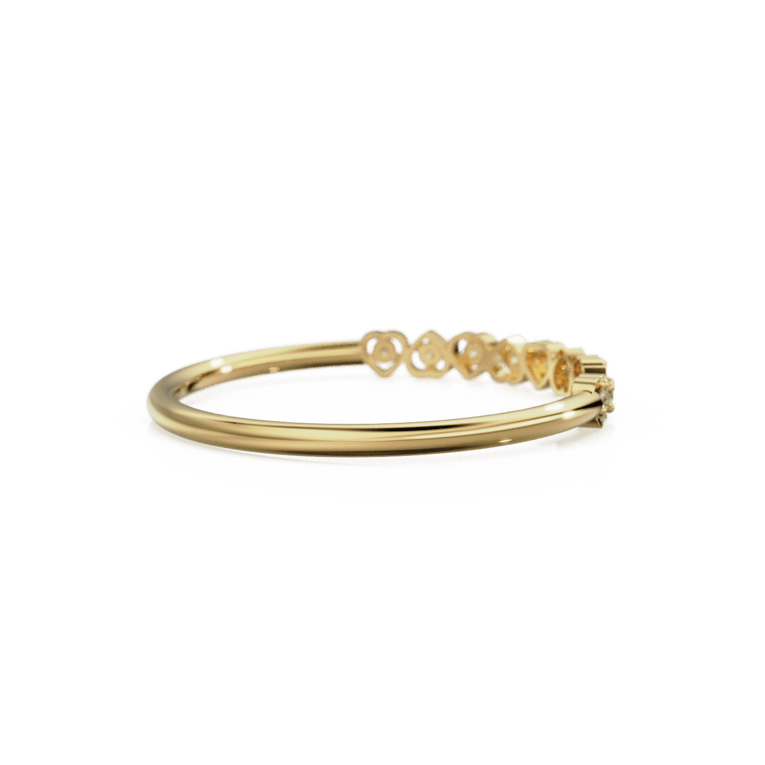 Heart Diamond Band in 14k Gold / Heart Diamond Ring / Gold Band White Diamond Ring / Genuine Diamond Wedding Band