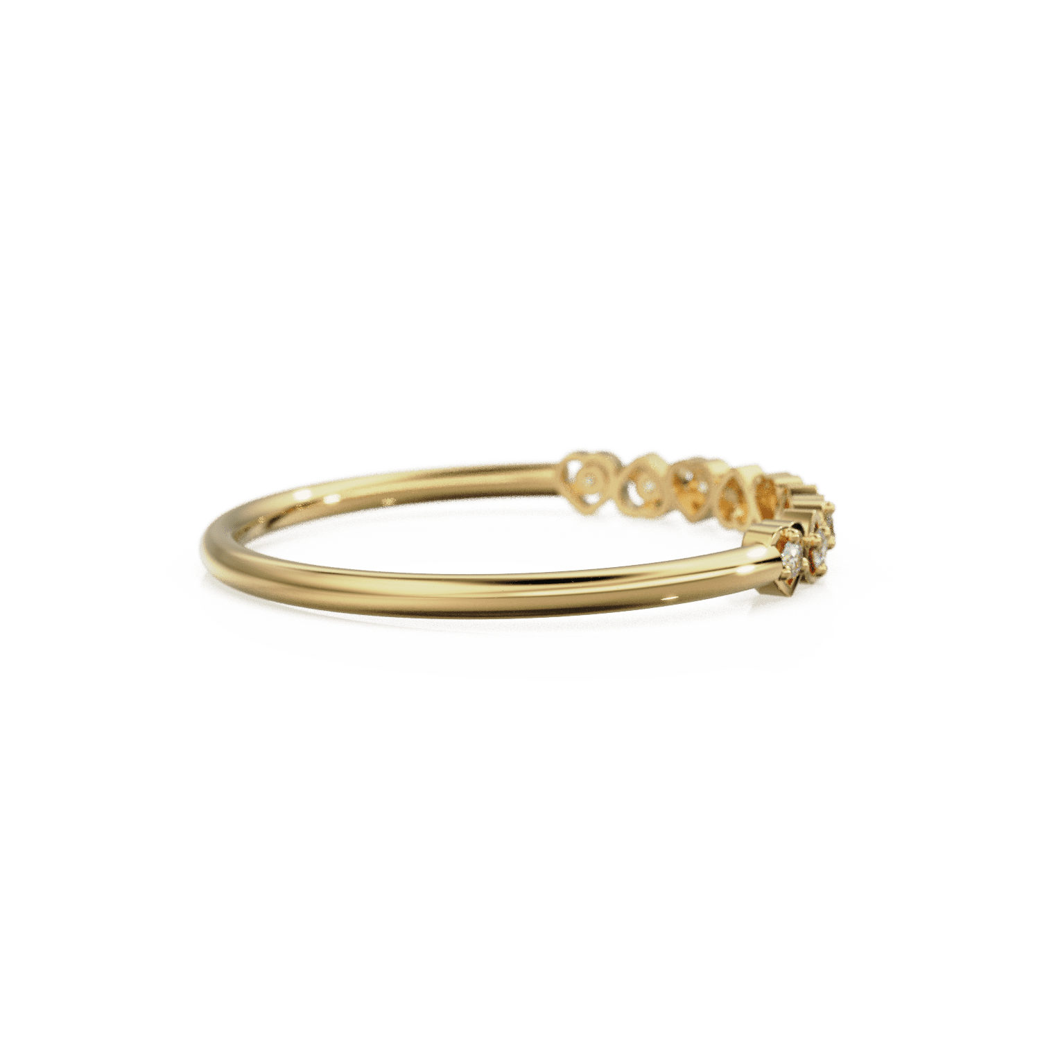 Heart Diamond Band in 14k Gold / Heart Diamond Ring / Gold Band White Diamond Ring / Genuine Diamond Wedding Band