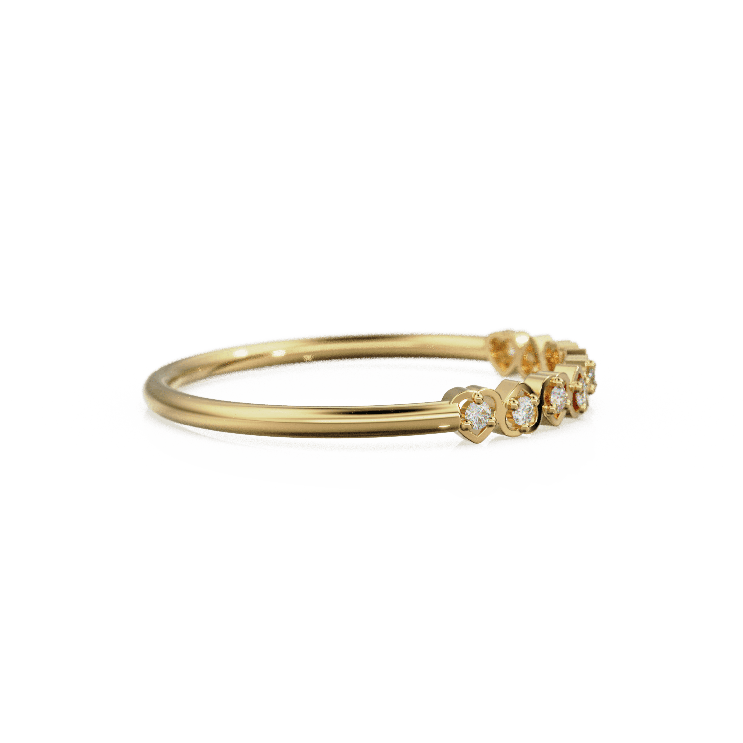 Heart Diamond Band in 14k Gold / Heart Diamond Ring / Gold Band White Diamond Ring / Genuine Diamond Wedding Band