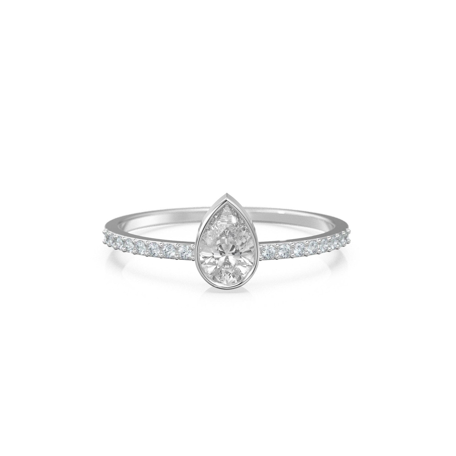 Solitaire Pear Diamond Band in 14k Gold / Solitaire Diamond Ring / Gold Band White Diamond Ring / Solitaire Diamond Wedding Band