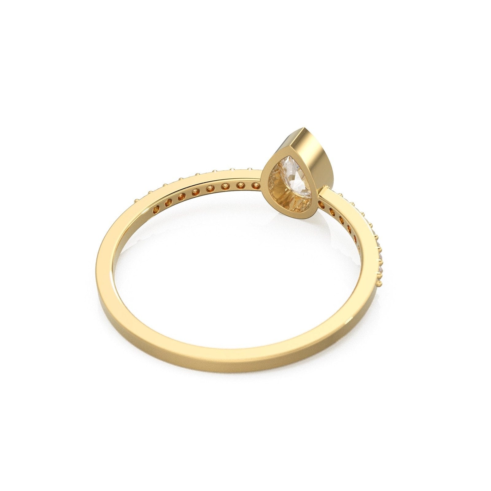 Solitaire Pear Diamond Band in 14k Gold / Solitaire Diamond Ring / Gold Band White Diamond Ring / Solitaire Diamond Wedding Band