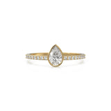 Solitaire Pear Diamond Band in 14k Gold / Solitaire Diamond Ring / Gold Band White Diamond Ring / Solitaire Diamond Wedding Band