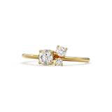 Cluster Diamond Band in 14k Gold / 3 Stone Gold Ring / Gold Band White Diamond Ring / Anniversary Gift