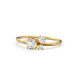 Cluster Diamond Band in 14k Gold / 3 Stone Gold Ring / Gold Band White Diamond Ring / Anniversary Gift