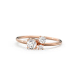Cluster Diamond Band in 14k Gold / 3 Stone Gold Ring / Gold Band White Diamond Ring / Anniversary Gift