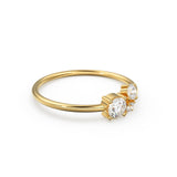 Cluster Diamond Band in 14k Gold / 3 Stone Gold Ring / Gold Band White Diamond Ring / Anniversary Gift