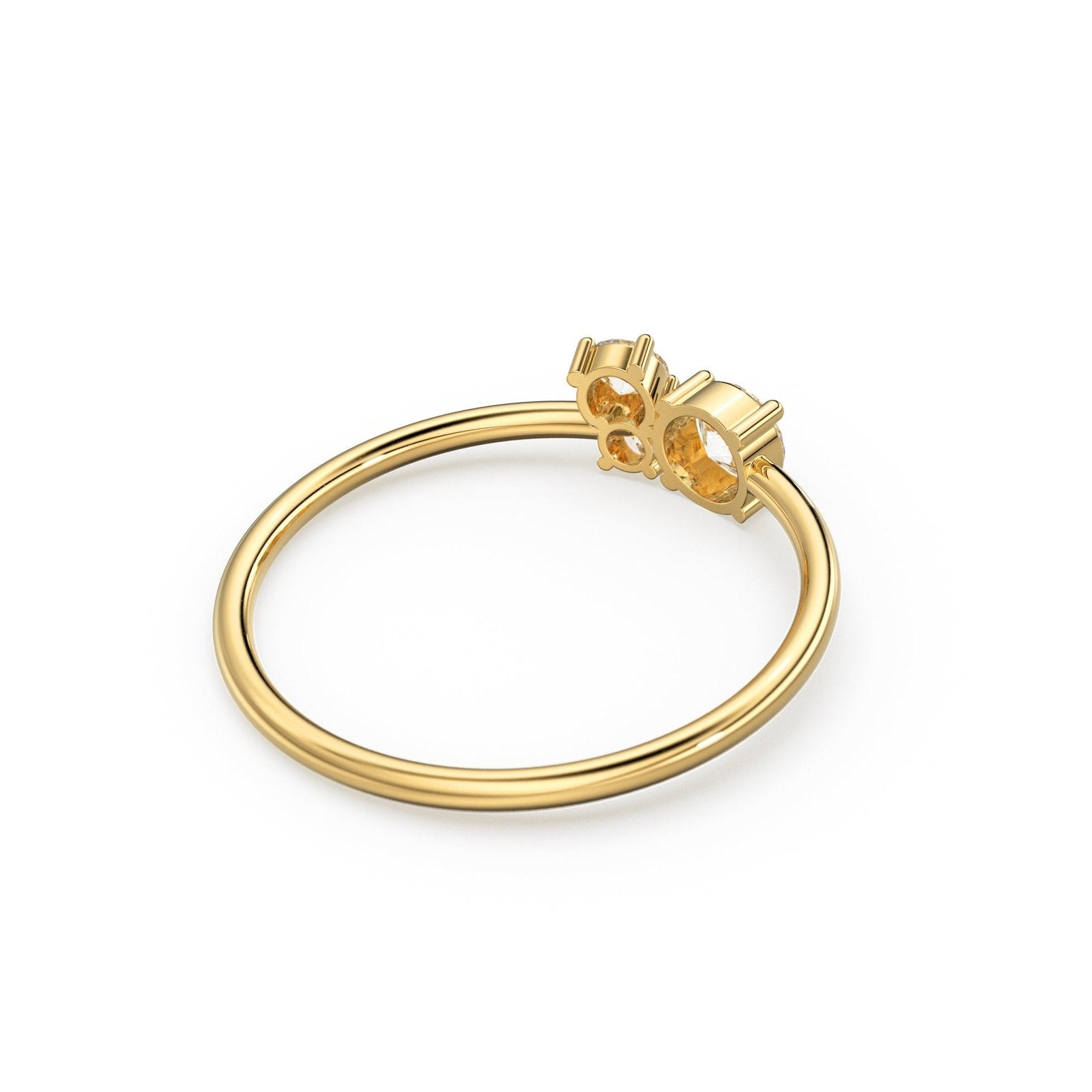 Cluster Diamond Band in 14k Gold / 3 Stone Gold Ring / Gold Band White Diamond Ring / Anniversary Gift
