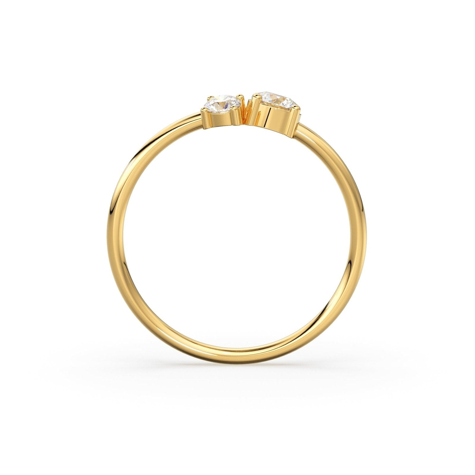 Cluster Diamond Band in 14k Gold / 3 Stone Gold Ring / Gold Band White Diamond Ring / Anniversary Gift