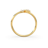 Cluster Diamond Band in 14k Gold / 3 Stone Gold Ring / Gold Band White Diamond Ring / Anniversary Gift
