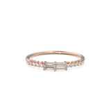 Baguette Ring / 14k Gold Baguette Diamond Stacking Ring / Rose Gold Baguette Ring / Minimalist Baguette Ring / Double Baguette Ring