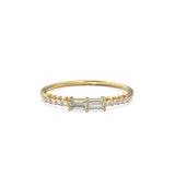 Baguette Ring / 14k Gold Baguette Diamond Stacking Ring / Rose Gold Baguette Ring / Minimalist Baguette Ring / Double Baguette Ring