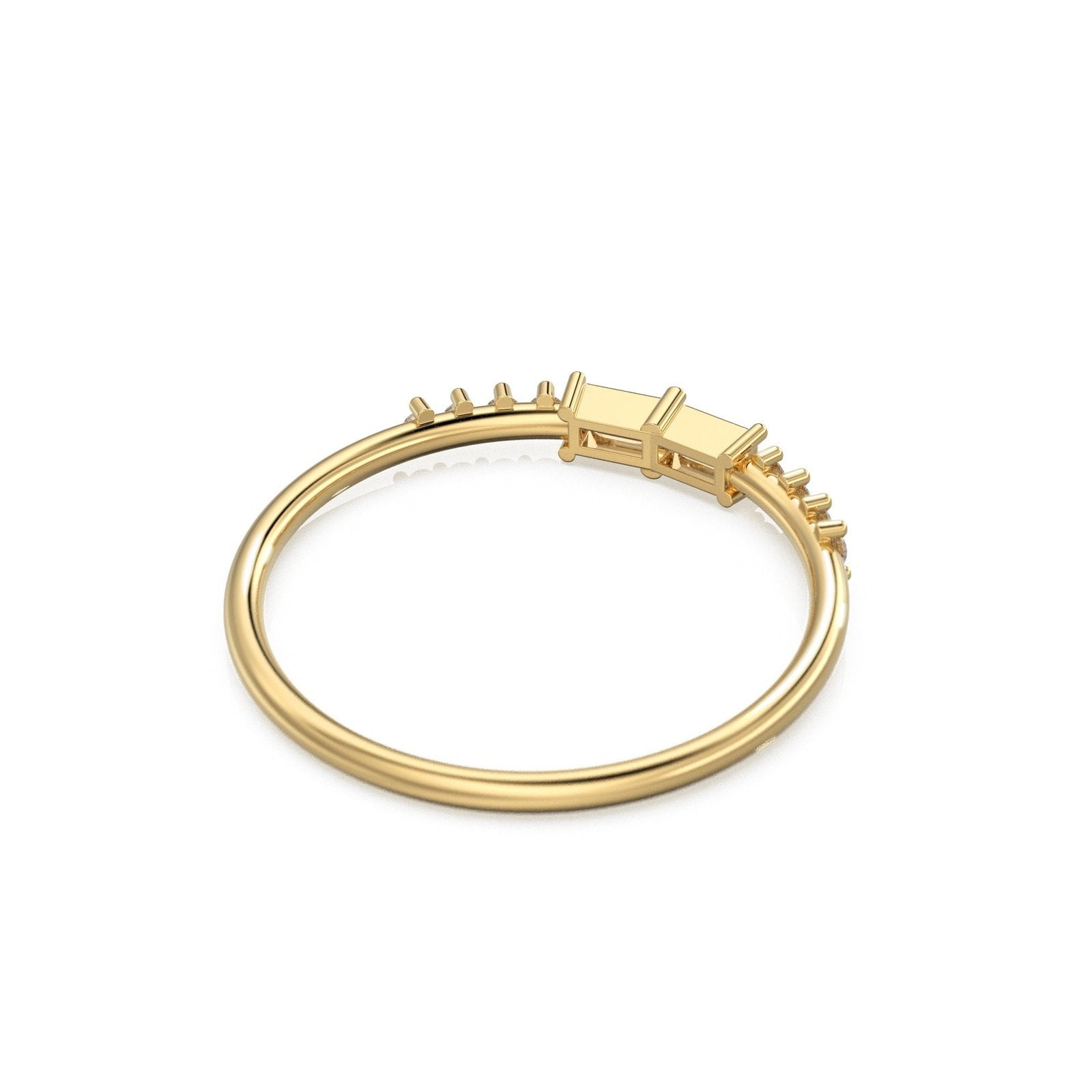 Baguette Ring / 14k Gold Baguette Diamond Stacking Ring / Rose Gold Baguette Ring / Minimalist Baguette Ring / Double Baguette Ring