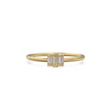 Baguette Diamond Ring / Made to Order Baguette Wedding Band / Stackable Gold Band Diamond Ring / Diamond Trio Gold Ring / Three Stone Ring