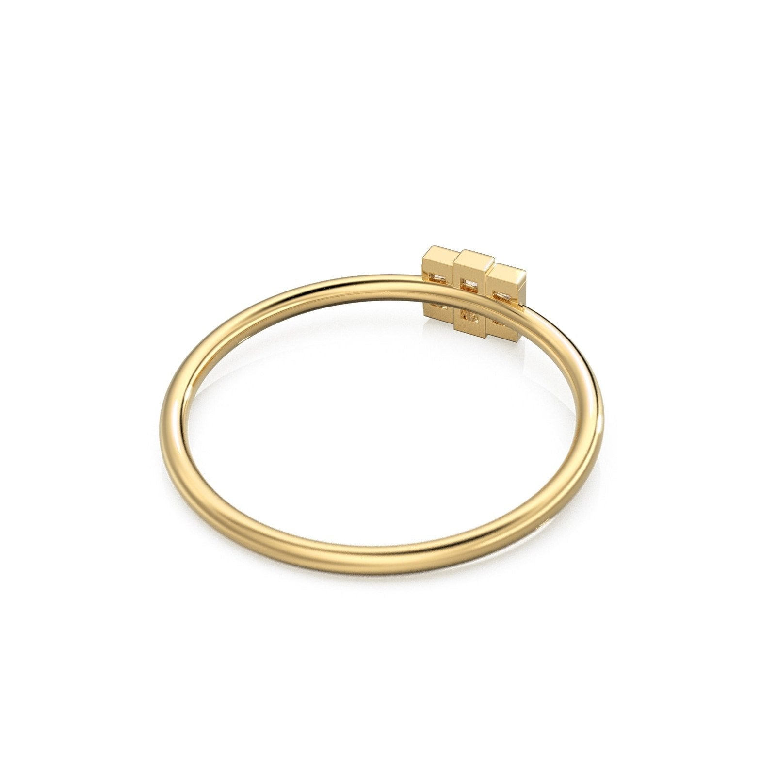Baguette Diamond Ring / Made to Order Baguette Wedding Band / Stackable Gold Band Diamond Ring / Diamond Trio Gold Ring / Three Stone Ring
