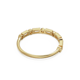 Baguette Diamond Ring / 14k Gold Baguette & Round Diamond Milgrain Bezel Half Eternity Ring / Diamond Stacking Ring / Diamond Wedding Band