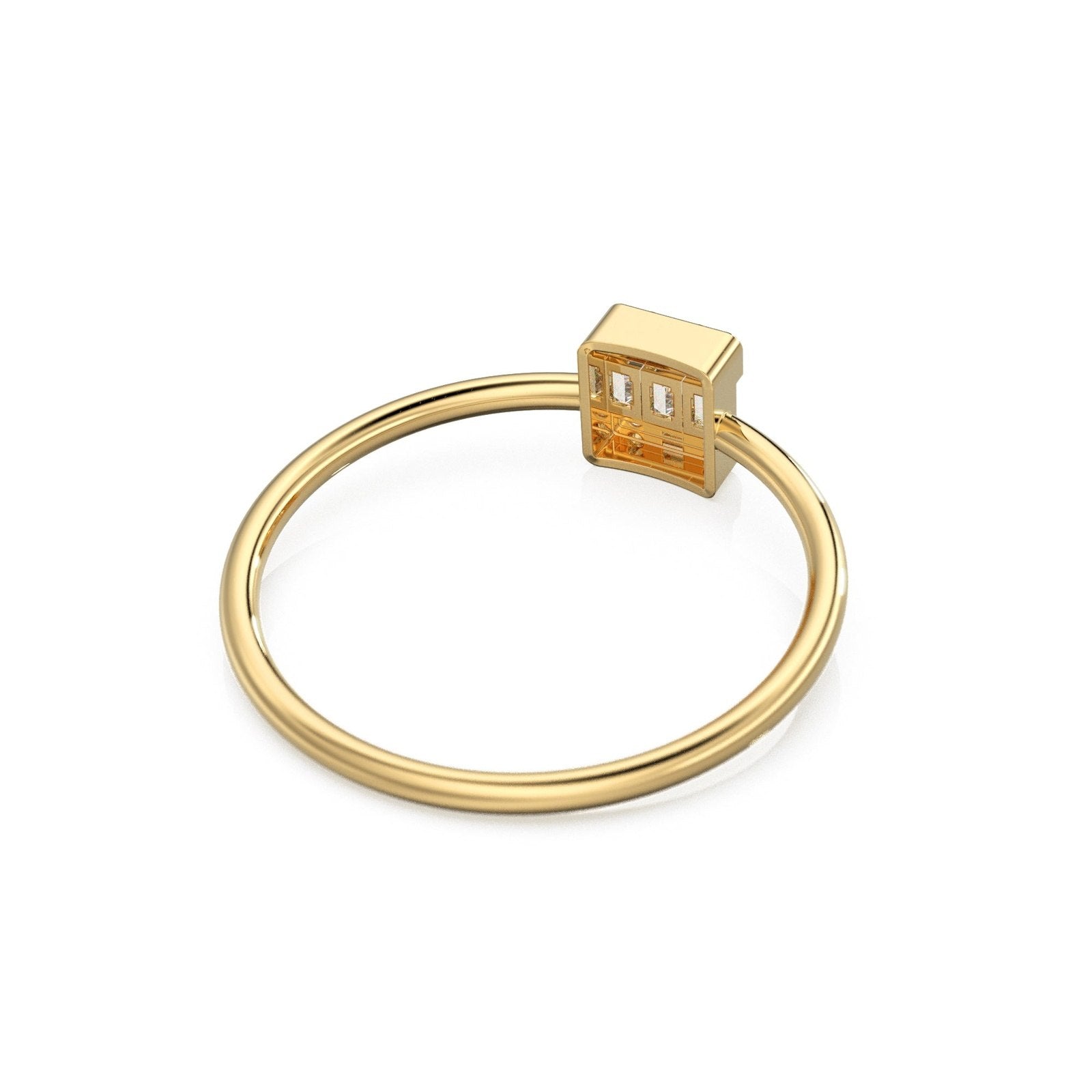 Mix Baguette Diamond Ring / Statement 14k Gold Round & Baguette Diamond Prong Ring / Diamond Cocktail Gold Ring