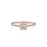 Mix Baguette Diamond Ring / Statement 14k Gold Round & Baguette Diamond Prong Ring / Diamond Cocktail Gold Ring