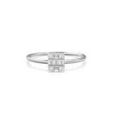 Mix Baguette Diamond Ring / Statement 14k Gold Round & Baguette Diamond Prong Ring / Diamond Cocktail Gold Ring