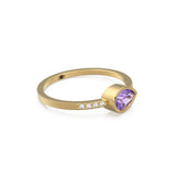 Amethyst Diamond Ring / 14k Gold Pear Amethyst & Round Diamond Prong Ring / Diamond Statement Ring / Diamond Wedding Band
