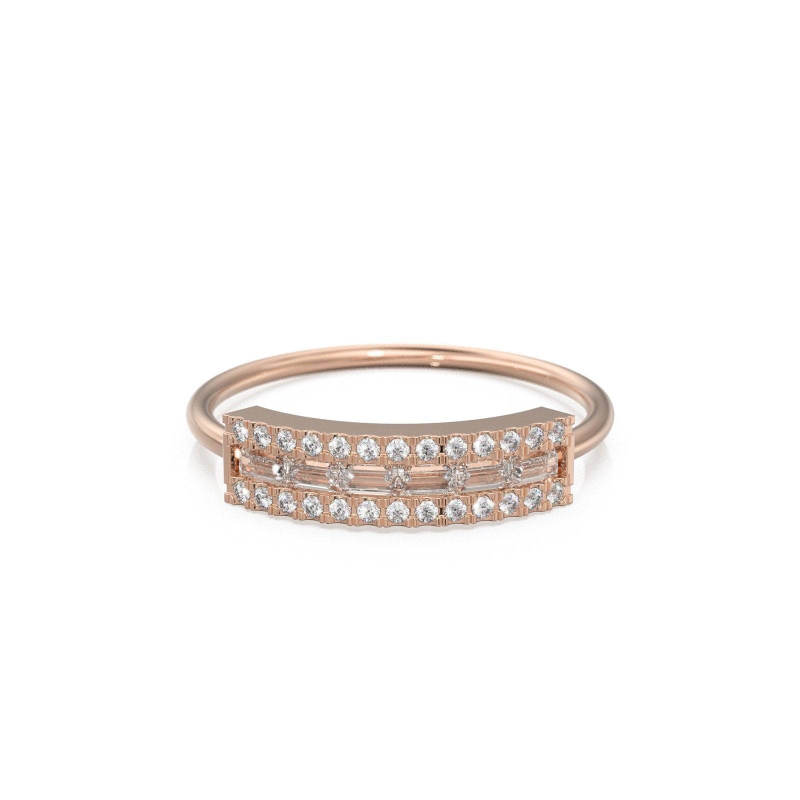 Baguette Diamond Ring / Diamond Baguette Ring in 14k Gold / Rose Gold Baguette Diamond Wedding Ring / Diamond Ring