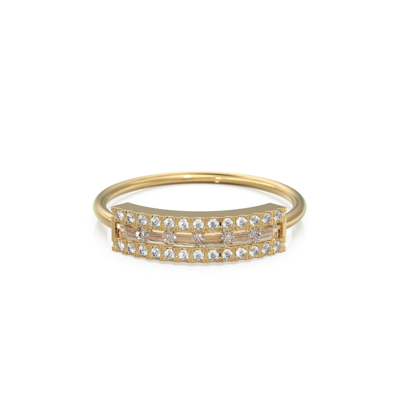 Baguette Diamond Ring / Diamond Baguette Ring in 14k Gold / Rose Gold Baguette Diamond Wedding Ring / Diamond Ring