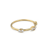Round Diamond Wedding Band / 4 Stone 14K Gold Prong Set Wedding Ring / Stacking Anniversary Ring