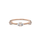 Round Diamond Wedding Band / 4 Stone 14K Gold Prong Set Wedding Ring / Stacking Anniversary Ring