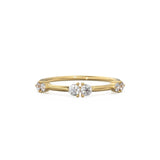 Round Diamond Wedding Band / 4 Stone 14K Gold Prong Set Wedding Ring / Stacking Anniversary Ring