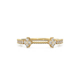 Clover Round Diamond Wedding Band / 14K Gold Milgrain Round Diamond Ring / Prong Set Diamond Wedding Band