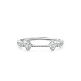 Clover Round Diamond Wedding Band / 14K Gold Milgrain Round Diamond Ring / Prong Set Diamond Wedding Band