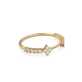 Clover Round Diamond Wedding Band / 14K Gold Milgrain Round Diamond Ring / Prong Set Diamond Wedding Band