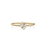 Baguette Cut Diamond Wedding Band / 14k Gold Round and Baguette Women's Wedding Cluster Ring Available in Rose Gold White Gold