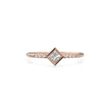 Princess Cut Diamond Wedding Ring / French Pave Diamond Wedding Band / Tiny Diamond Solitaire Ring / 14k Gold Jewelry Gift for her