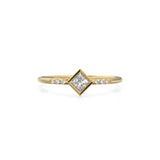 Princess Cut Diamond Wedding Ring / French Pave Diamond Wedding Band / Tiny Diamond Solitaire Ring / 14k Gold Jewelry Gift for her