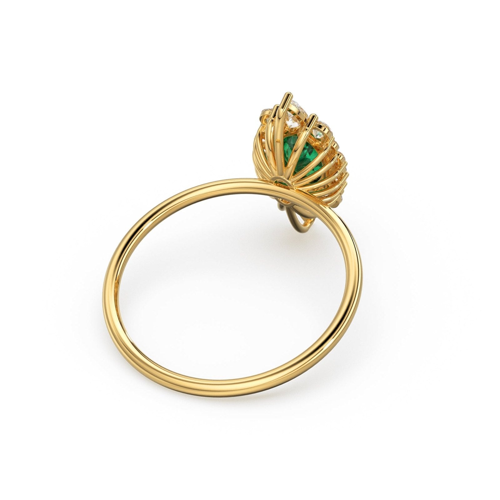 Oval Emerald Halo Ring in 14k Gold / Emerald Halo Engagement Ring / May Birthstone Ring / Natural Emerald Ballerina Ring