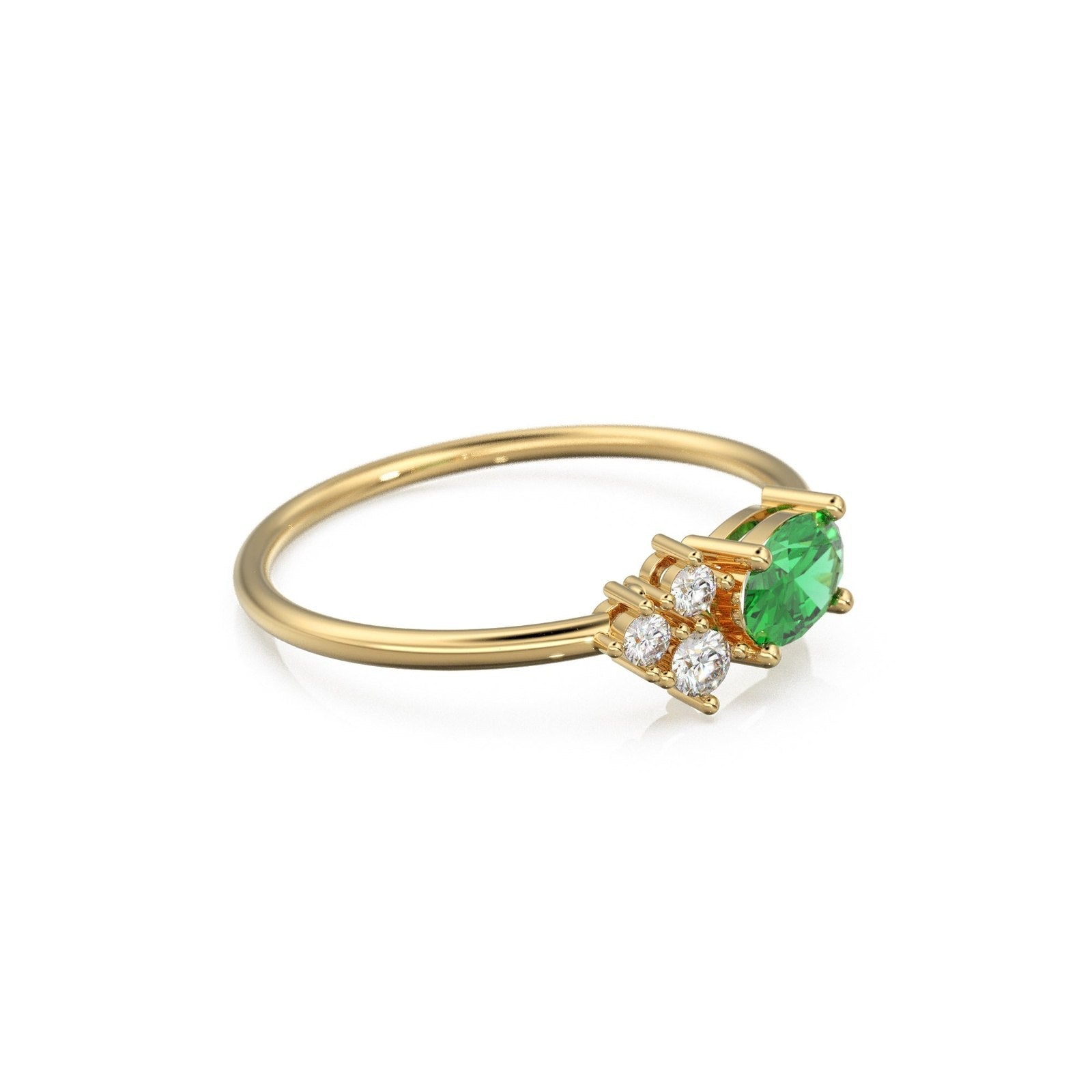 Oval Emerald Halo Ring in 14k Gold / Emerald Halo Engagement Ring / May Birthstone Ring / Natural Emerald Ballerina Ring
