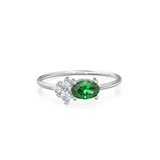 Oval Emerald Halo Ring in 14k Gold / Emerald Halo Engagement Ring / May Birthstone Ring / Natural Emerald Ballerina Ring