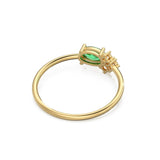Oval Emerald Halo Ring in 14k Gold / Emerald Halo Engagement Ring / May Birthstone Ring / Natural Emerald Ballerina Ring