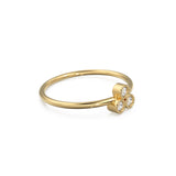 14k Gold Bezel Setting Diamond Ring / Dainty Diamond Ring / Thin Diamond Ring / Gold Diamond Ring / Three Stone Ring / Simple Diamond Ring
