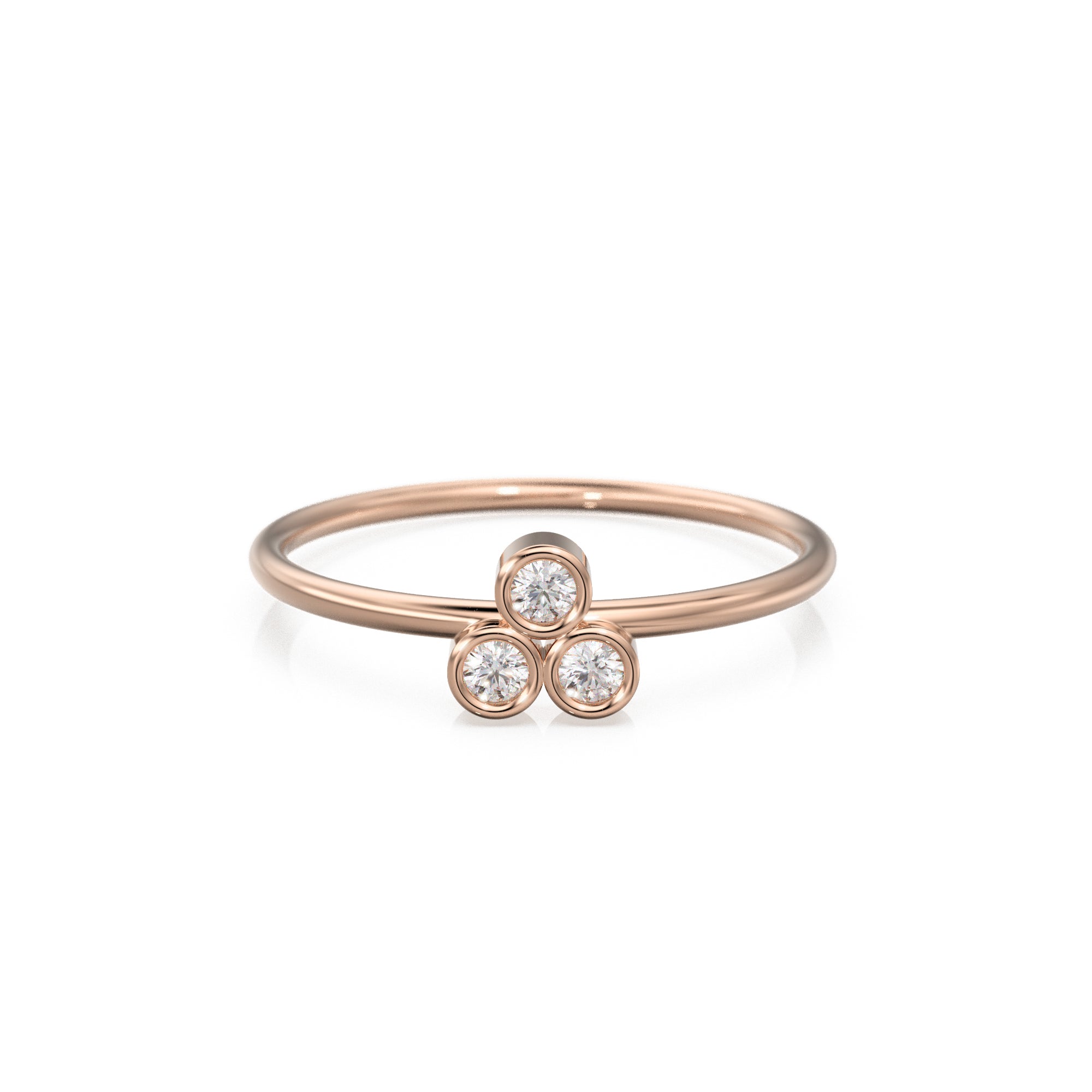 14k Gold Bezel Setting Diamond Ring / Dainty Diamond Ring / Thin Diamond Ring / Gold Diamond Ring / Three Stone Ring / Simple Diamond Ring