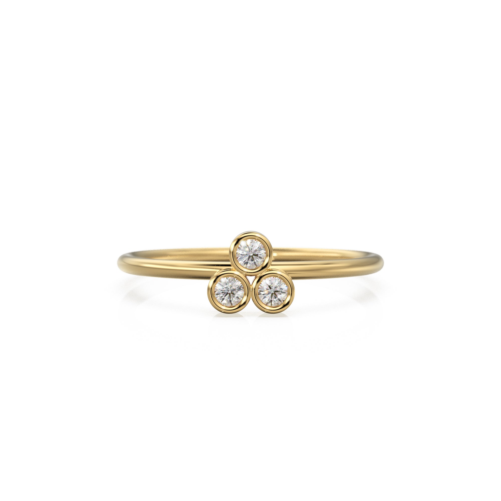 14k Gold Bezel Setting Diamond Ring / Dainty Diamond Ring / Thin Diamond Ring / Gold Diamond Ring / Three Stone Ring / Simple Diamond Ring