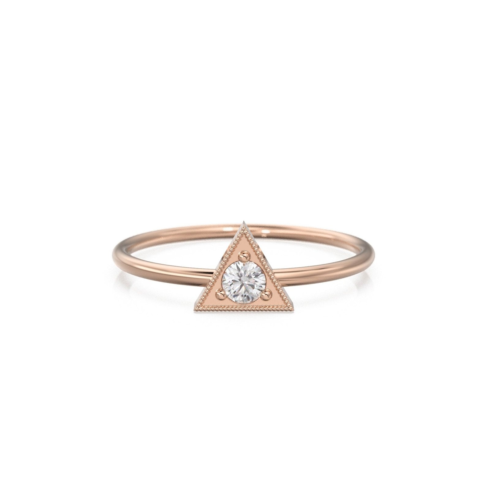 14k Gold Trillion Diamond Ring / Dainty Diamond Ring / Thin Diamond Ring / Gold Diamond Ring / Simple Diamond Ring