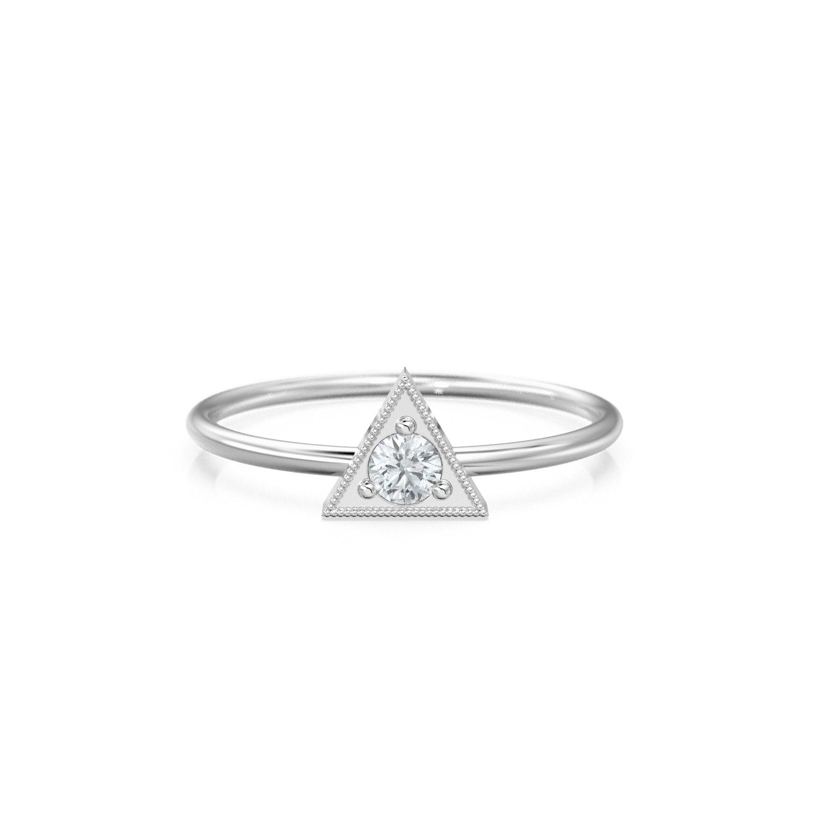 14k Gold Trillion Diamond Ring / Dainty Diamond Ring / Thin Diamond Ring / Gold Diamond Ring / Simple Diamond Ring